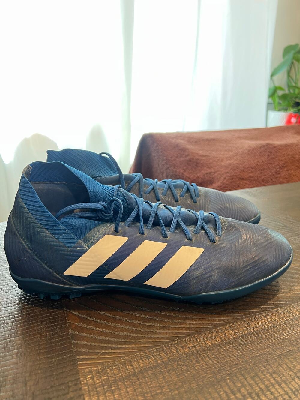 Adidas nemesis blue and white soccer shoes 9.5 men